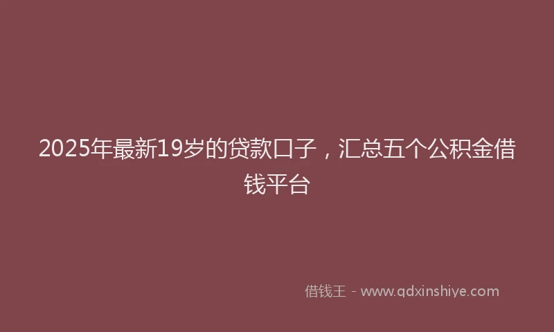 2025年最新19岁的贷款口子，汇总五个公积金借钱平台