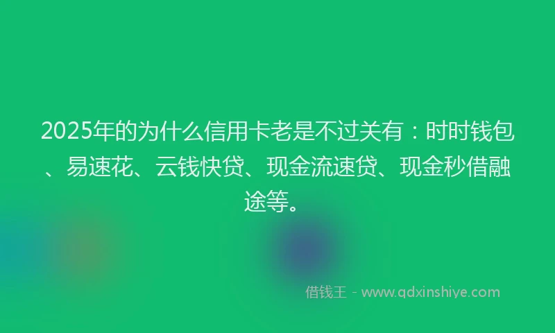 2025年的为什么信用卡老是不过关有：时时钱包、易速花、云钱快贷、现金流速贷、现金秒借融途等。
