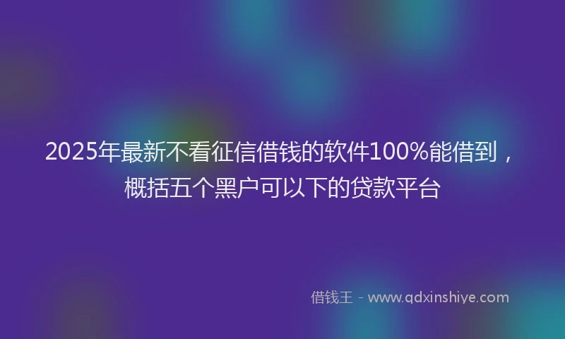 2025年最新不看征信借钱的软件100%能借到，概括五个黑户可以下的贷款平台