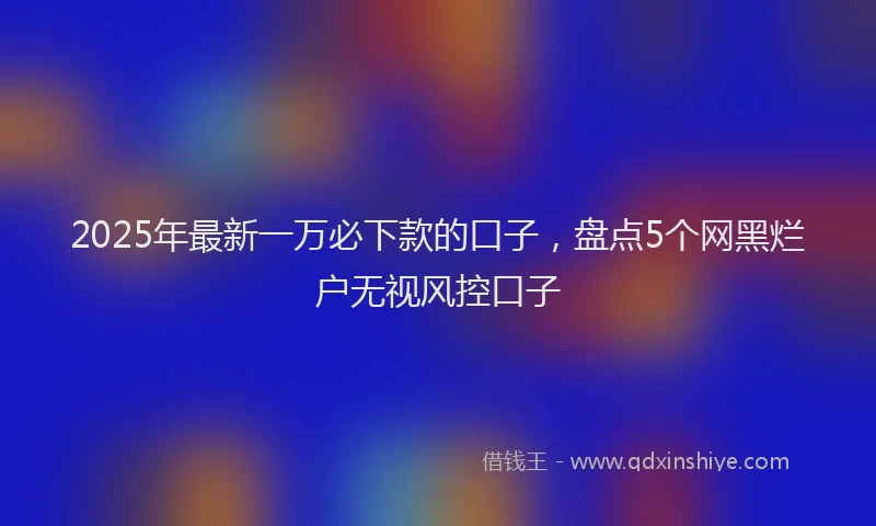 2025年最新一万必下款的口子，盘点5个网黑烂户无视风控口子