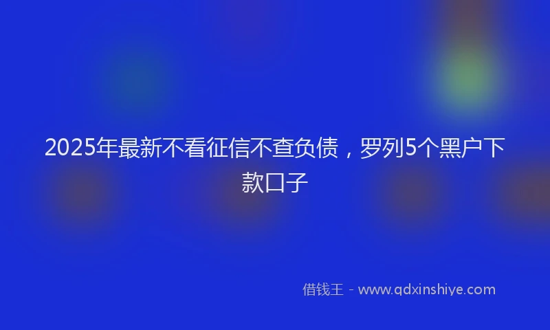2025年最新不看征信不查负债，罗列5个黑户下款口子