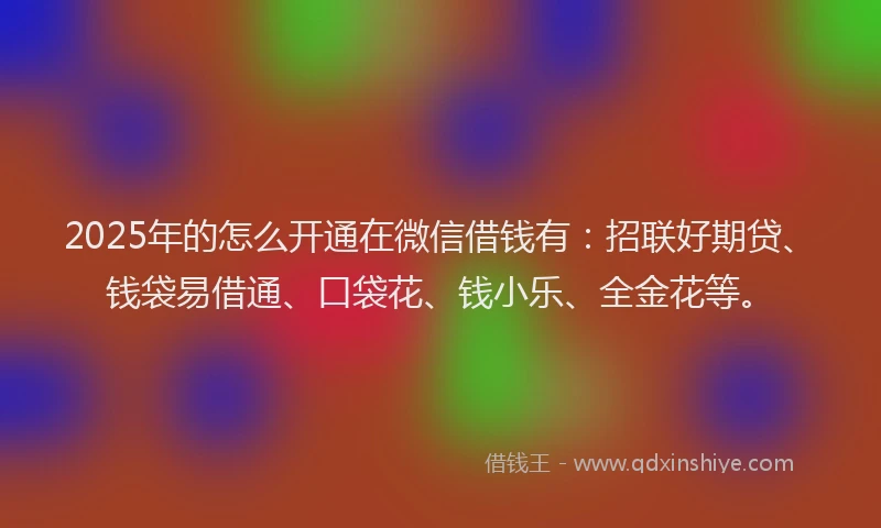 2025年的怎么开通在微信借钱有：招联好期贷、钱袋易借通、口袋花、钱小乐、全金花等。