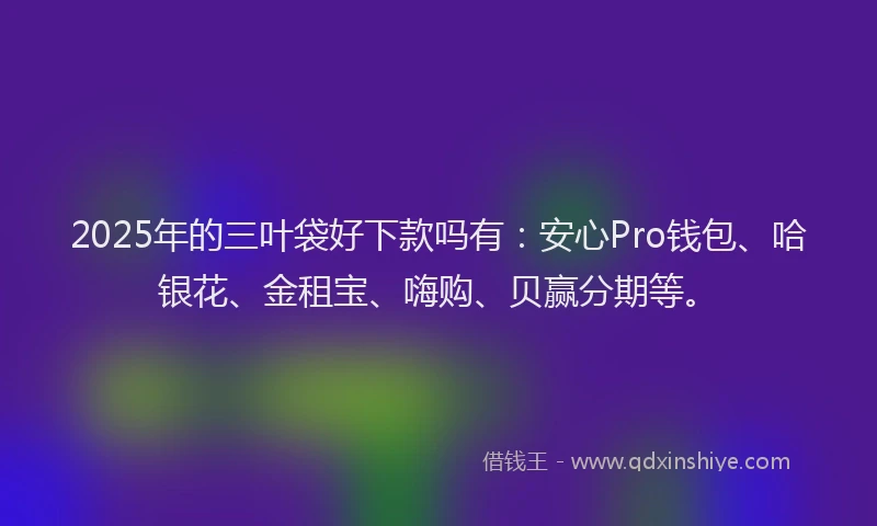 2025年的三叶袋好下款吗有：安心Pro钱包、哈银花、金租宝、嗨购、贝赢分期等。