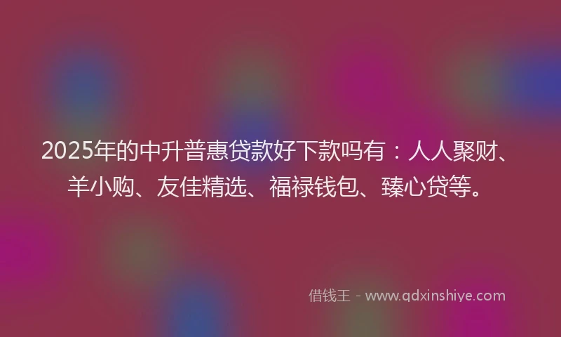 2025年的中升普惠贷款好下款吗有：人人聚财、羊小购、友佳精选、福禄钱包、臻心贷等。