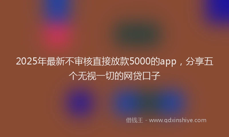 2025年最新不审核直接放款5000的app，分享五个无视一切的网贷口子