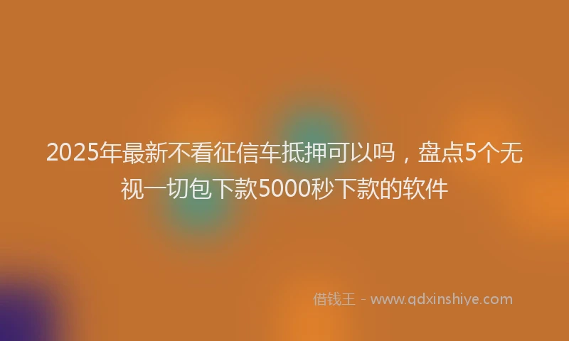 2025年最新不看征信车抵押可以吗，盘点5个无视一切包下款5000秒下款的软件