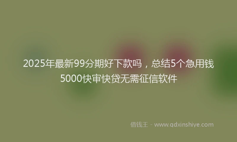 2025年最新99分期好下款吗，总结5个急用钱5000快审快贷无需征信软件
