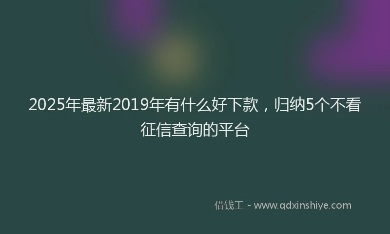 2025年最新2019年有什么好下款，归纳5个不看征信查询的平台