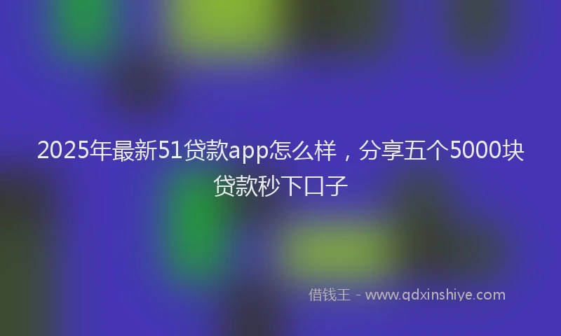 2025年最新51贷款app怎么样，分享五个5000块贷款秒下口子