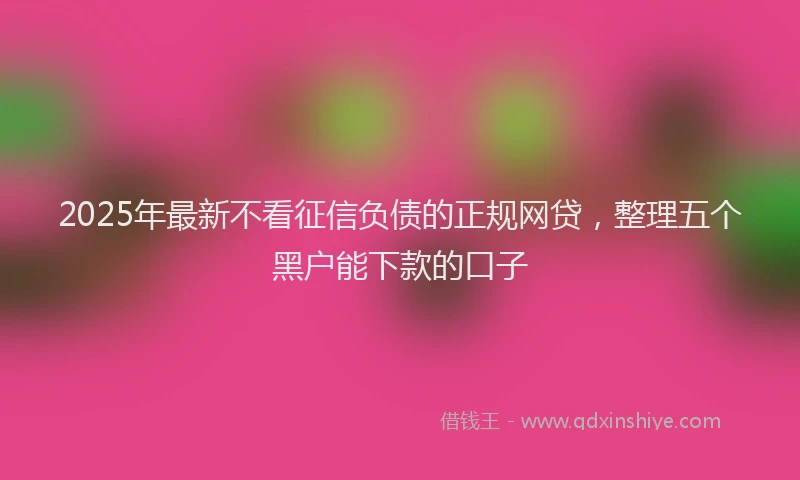 2025年最新不看征信负债的正规网贷，整理五个黑户能下款的口子