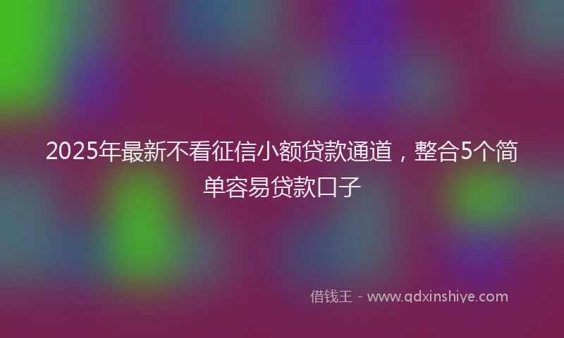2025年最新不看征信小额贷款通道，整合5个简单容易贷款口子