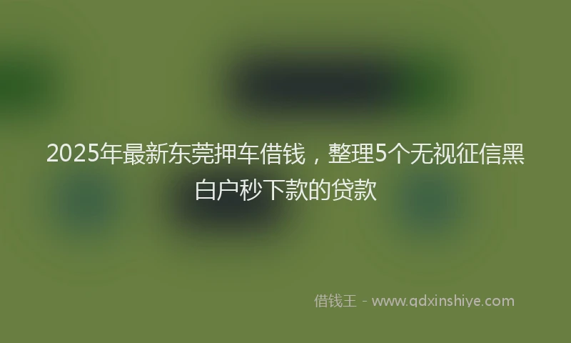 2025年最新东莞押车借钱，整理5个无视征信黑白户秒下款的贷款