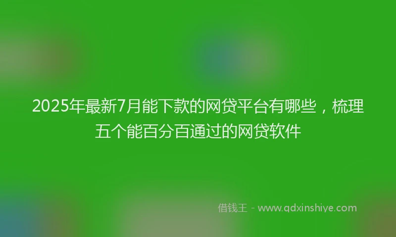 2025年最新7月能下款的网贷平台有哪些，梳理五个能百分百通过的网贷软件
