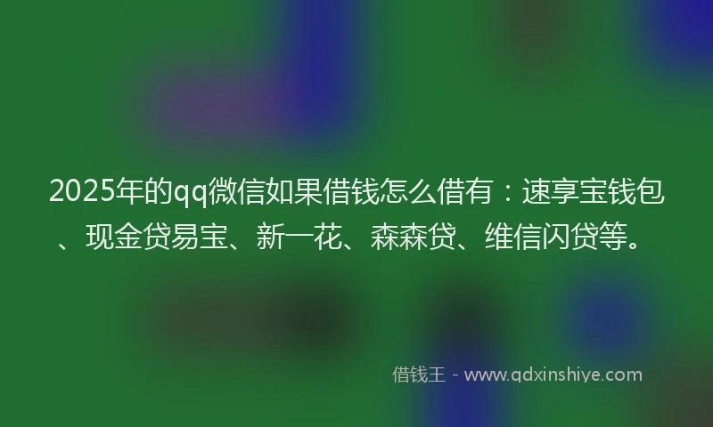 2025年的qq微信如果借钱怎么借有：速享宝钱包、现金贷易宝、新一花、森森贷、维信闪贷等。