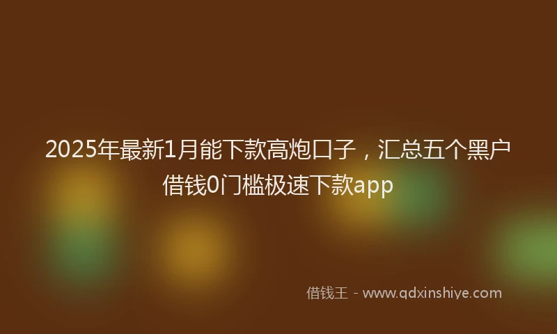 2025年最新1月能下款高炮口子，汇总五个黑户借钱0门槛极速下款app