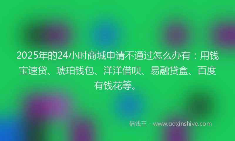 2025年的24小时商城申请不通过怎么办有：用钱宝速贷、琥珀钱包、洋洋借呗、易融贷盒、百度有钱花等。