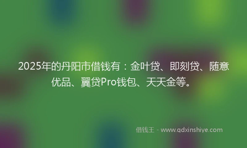 2025年的丹阳市借钱有：金叶贷、即刻贷、随意优品、翼贷Pro钱包、天天金等。