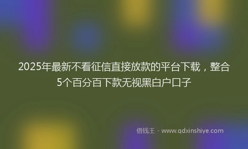 2025年最新不看征信直接放款的平台下载，整合5个百分百下款无视黑白户口子