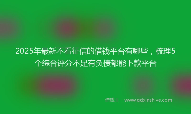 2025年最新不看征信的借钱平台有哪些，梳理5个综合评分不足有负债都能下款平台