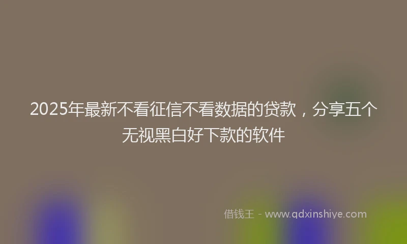 2025年最新不看征信不看数据的贷款，分享五个无视黑白好下款的软件
