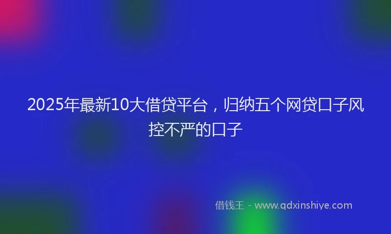 2025年最新10大借贷平台，归纳五个网贷口子风控不严的口子