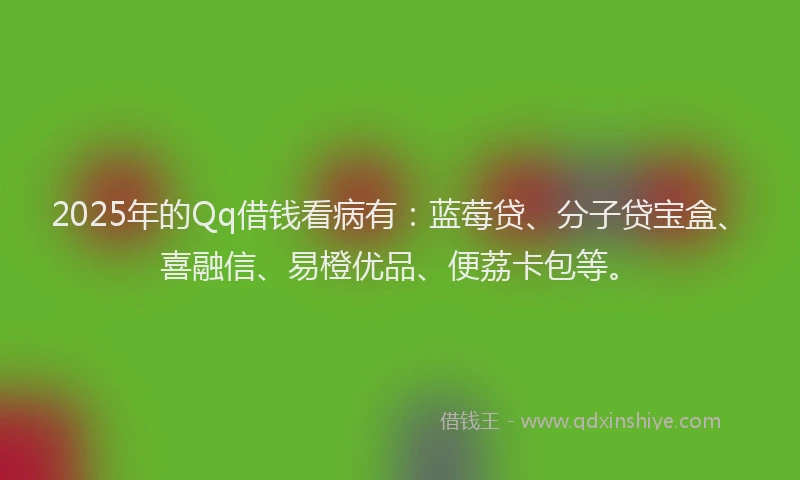 2025年的Qq借钱看病有：蓝莓贷、分子贷宝盒、喜融信、易橙优品、便荔卡包等。