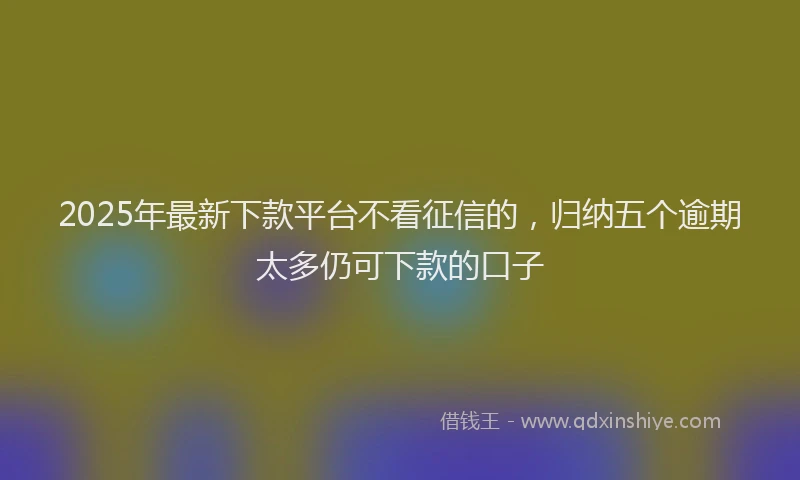 2025年最新下款平台不看征信的，归纳五个逾期太多仍可下款的口子