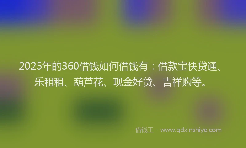 2025年的360借钱如何借钱有：借款宝快贷通、乐租租、葫芦花、现金好贷、吉祥购等。