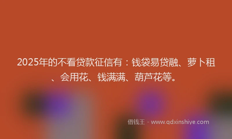 2025年的不看贷款征信有：钱袋易贷融、萝卜租、会用花、钱满满、葫芦花等。