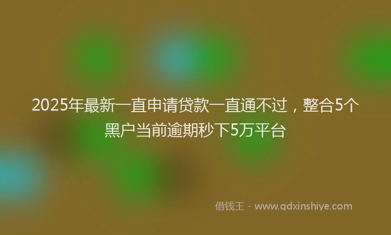 2025年最新一直申请贷款一直通不过，整合5个黑户当前逾期秒下5万平台