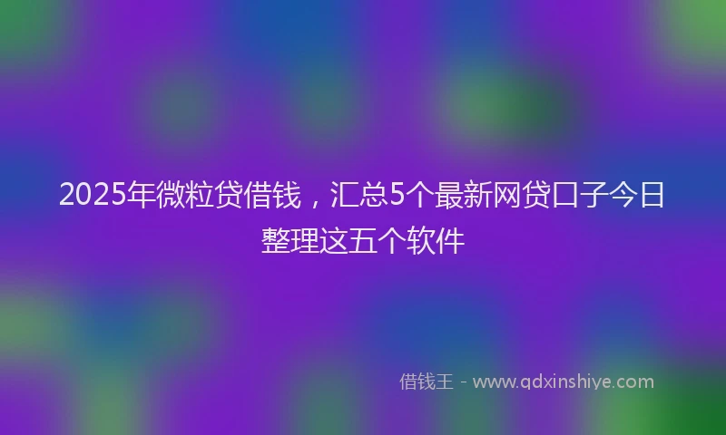 2025年微粒贷借钱，汇总5个最新网贷口子今日整理这五个软件