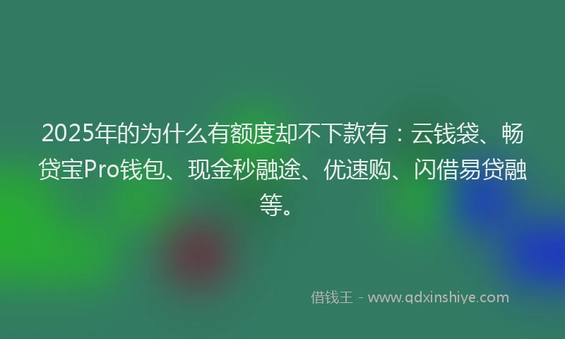 2025年的为什么有额度却不下款有：云钱袋、畅贷宝Pro钱包、现金秒融途、优速购、闪借易贷融等。