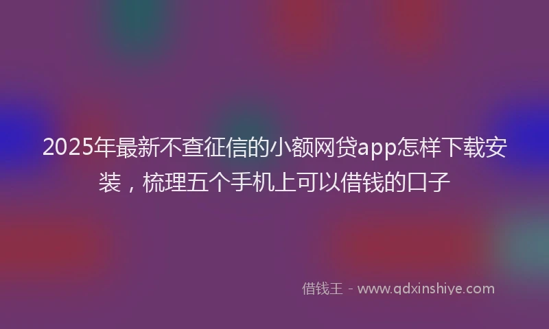 2025年最新不查征信的小额网贷app怎样下载安装，梳理五个手机上可以借钱的口子