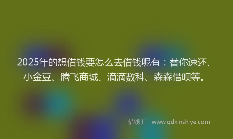 2025年的想借钱要怎么去借钱呢有：替你速还、小金豆、腾飞商城、滴滴数科、森森借呗等。