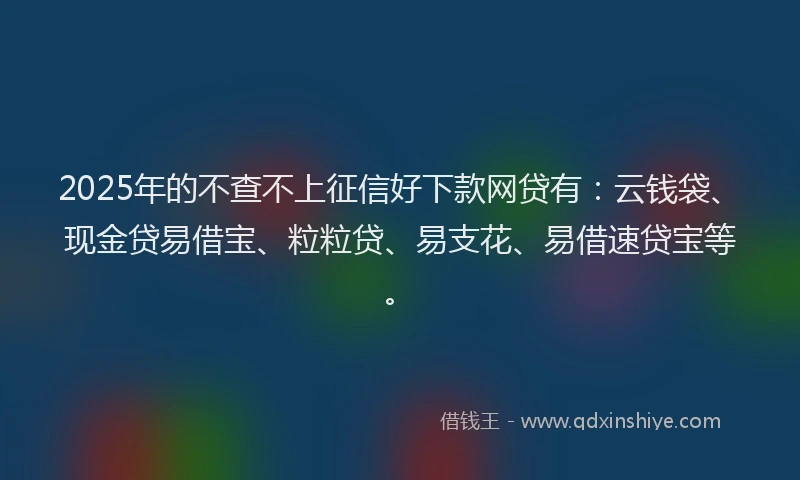 2025年的不查不上征信好下款网贷有：云钱袋、现金贷易借宝、粒粒贷、易支花、易借速贷宝等。