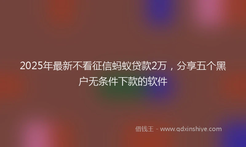 2025年最新不看征信蚂蚁贷款2万，分享五个黑户无条件下款的软件