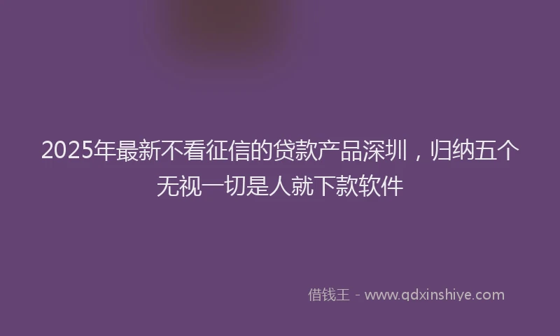 2025年最新不看征信的贷款产品深圳，归纳五个无视一切是人就下款软件