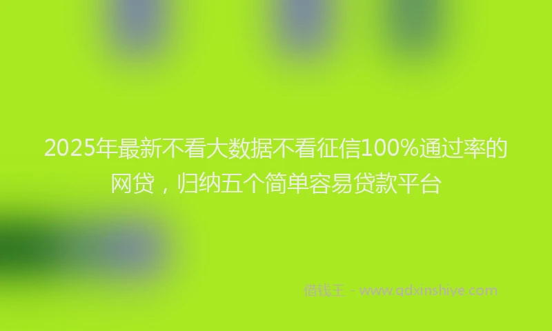 2025年最新不看大数据不看征信100%通过率的网贷，归纳五个简单容易贷款平台