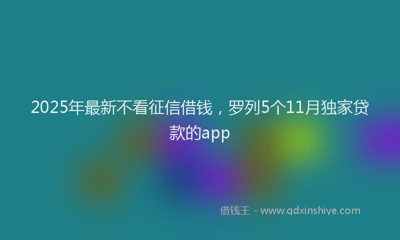 2025年最新不看征信借钱，罗列5个11月独家贷款的app