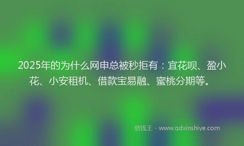 2025年的为什么网申总被秒拒有：宜花呗、盈小花、小安租机、借款宝易融、蜜桃分期等。