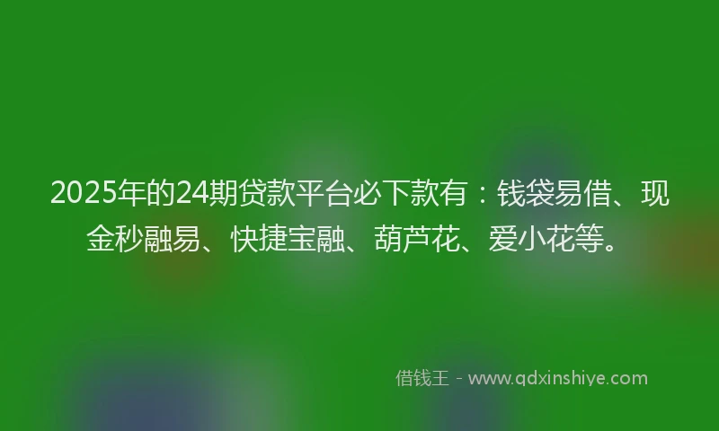2025年的24期贷款平台必下款有：钱袋易借、现金秒融易、快捷宝融、葫芦花、爱小花等。