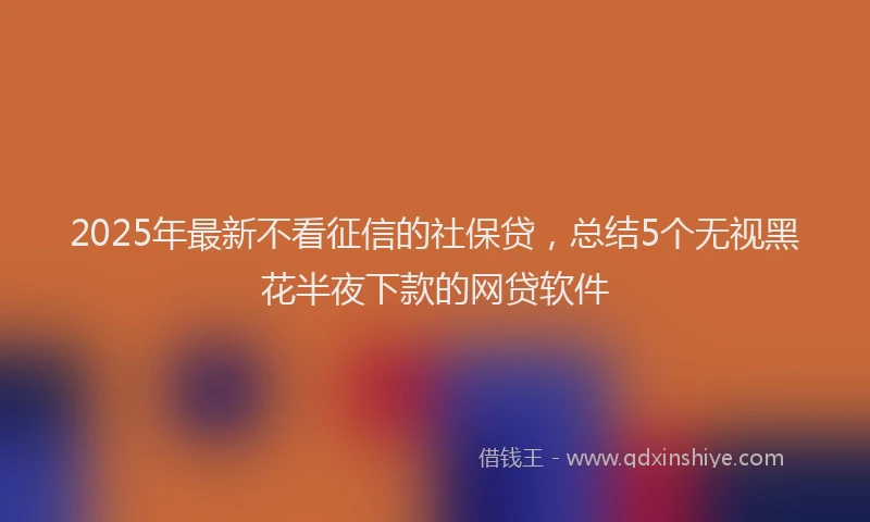 2025年最新不看征信的社保贷，总结5个无视黑花半夜下款的网贷软件