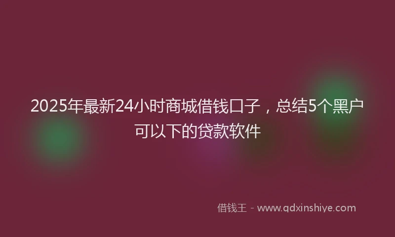 2025年最新24小时商城借钱口子，总结5个黑户可以下的贷款软件