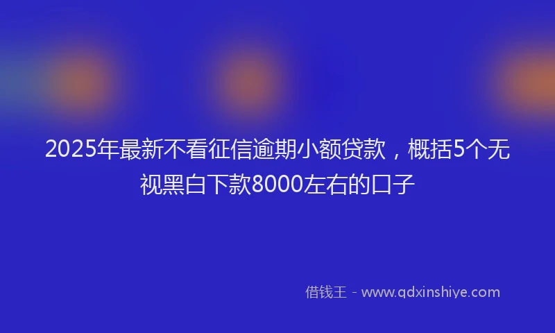 2025年最新不看征信逾期小额贷款，概括5个无视黑白下款8000左右的口子