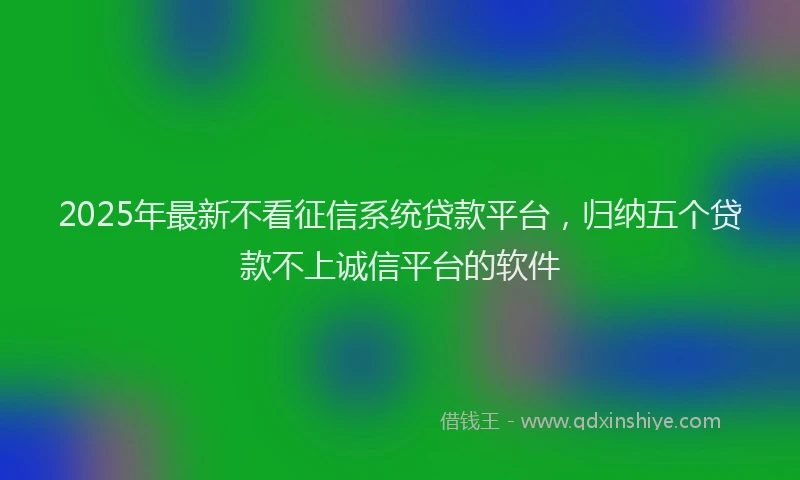 2025年最新不看征信系统贷款平台，归纳五个贷款不上诚信平台的软件