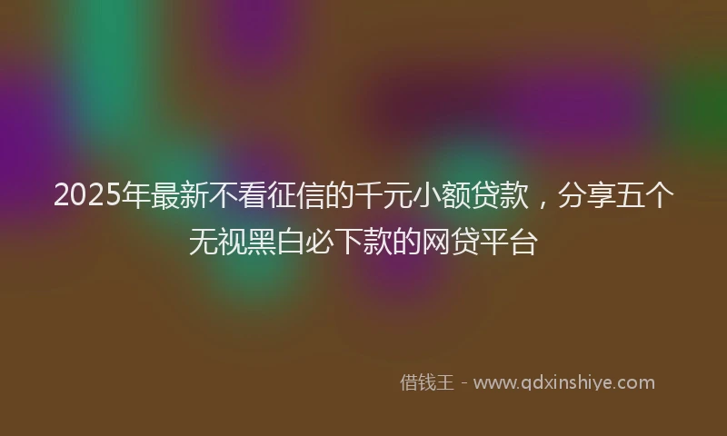 2025年最新不看征信的千元小额贷款，分享五个无视黑白必下款的网贷平台