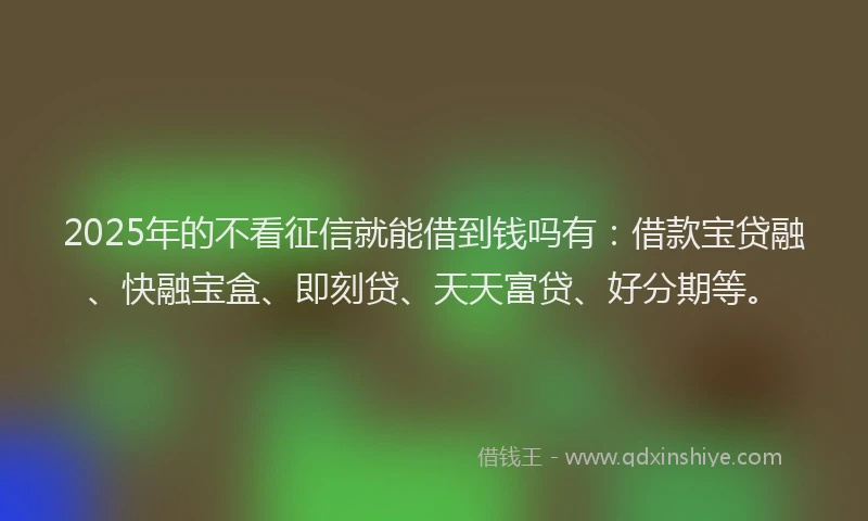 2025年的不看征信就能借到钱吗有：借款宝贷融、快融宝盒、即刻贷、天天富贷、好分期等。