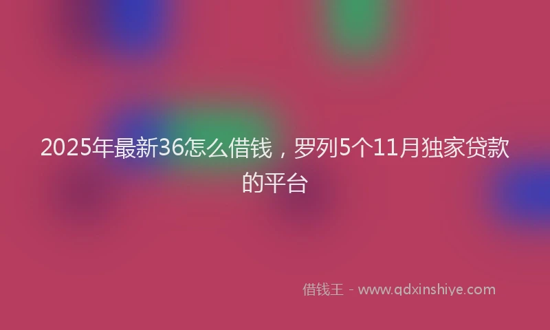 2025年最新36怎么借钱，罗列5个11月独家贷款的平台