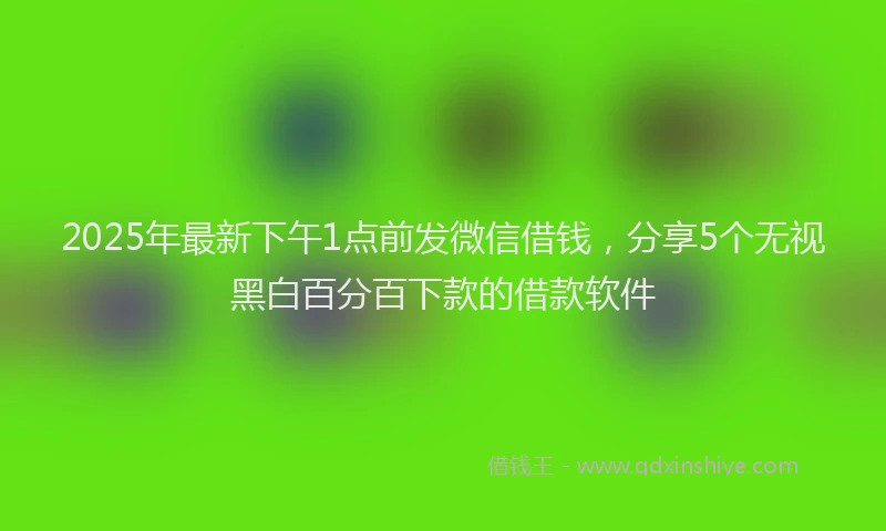 2025年最新下午1点前发微信借钱，分享5个无视黑白百分百下款的借款软件