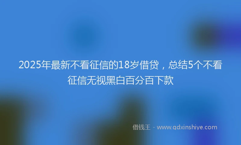 2025年最新不看征信的18岁借贷，总结5个不看征信无视黑白百分百下款